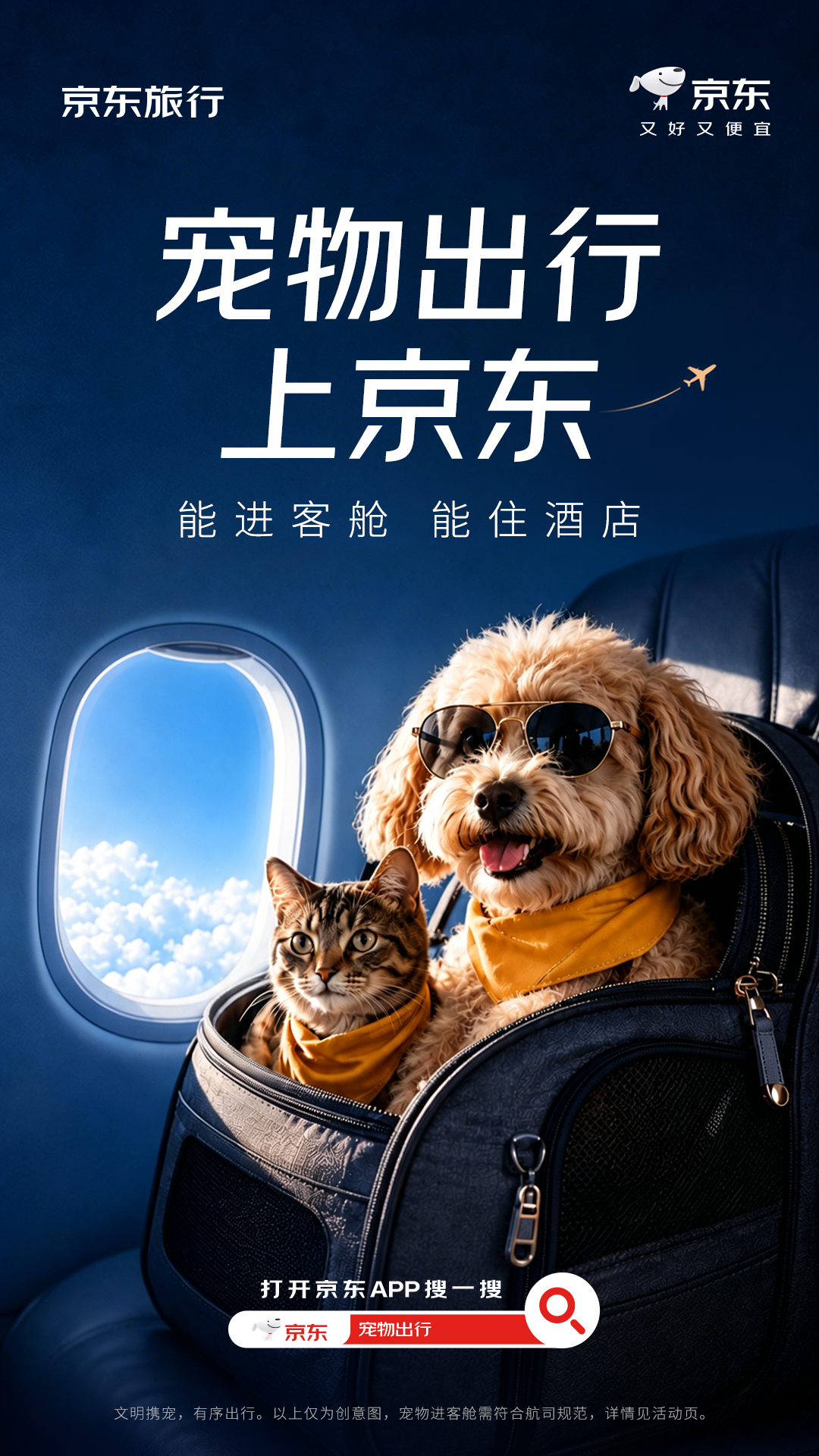 带宠物坐飞机能进客舱了!京东旅行上线宠物出行专区 带宠物坐飞机能进客舱了!京东旅行上线宠物出行专区